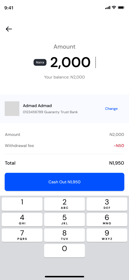 The cash out screen in the Sonik Drive driver app