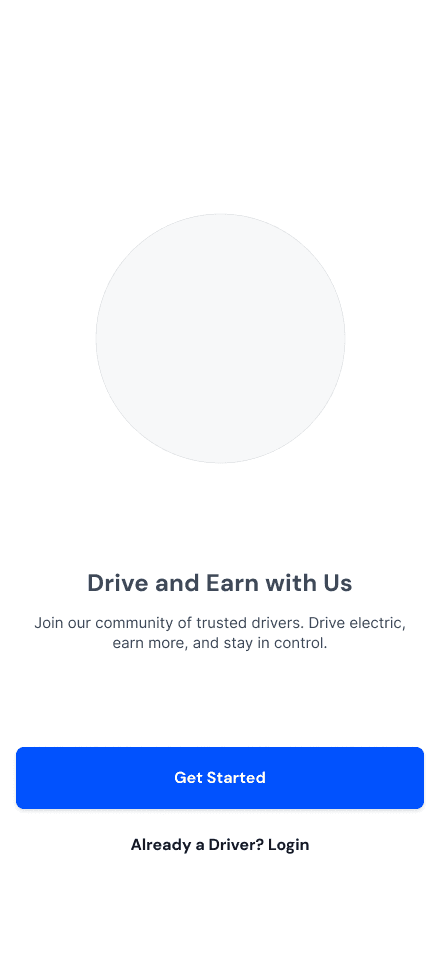 The Drive and Earn with Us welcome screen in the Sonik Drive driver app